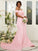 Stretch Ruched Crepe Off-the-Shoulder Sleeveless Sweep/Brush Sheath/Column Train Bridesmaid Dresses