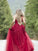 Tulle Sleeveless Applique A-Line/Princess V-neck Floor-Length Dresses