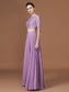 Floor-Length Lace 1/2 A-Line/Princess Off-the-Shoulder Sleeves Chiffon Bridesmaid Dress