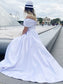 A-Line/Princess Satin Off-the-Shoulder Sash/Ribbon/Belt Floor-Length Sleeveless Dresses