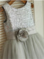 Tea-Length Sleeveless A-line/Princess Sequin Scoop Tulle Flower Girl Dresses