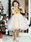 Sequin Scoop Sleeveless Tea-Length A-Line/Princess Organza Flower Girl Dresses