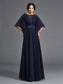 of Chiffon Long Sleeves Mother A-Line/Princess 1/2 Scoop Beading the Bride Dresses