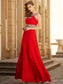 A-line/Princess Sleeveless Beading Scoop Floor-length Chiffon Dresses