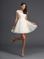 Applique Scoop A-Line/Princess Short Sleeves Short Net Dresses