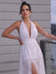 Ruched Lace Halter A-Line/Princess Sleeveless Floor-Length Wedding Dresses