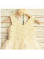 Tea-Length A-line/Princess V-neck Tulle Sleeveless Pearls Flower Girl Dresses
