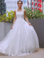 Sweep/Brush Tulle Lace A-Line/Princess Scoop Sleeveless Train Wedding Dresses