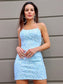 Sleeveless Spaghetti Sheath/Column Straps Applique Lace Short/Mini Homecoming Dresses