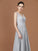 Floor-Length V-neck Sleeveless Chiffon A-Line/Princess Lace Bridesmaid Dress
