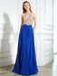 Floor-Length A-Line/Princess Sleeveless Scoop Crystal Chiffon Dresses