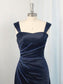 Woven Elastic Straps Satin A-Line/Princess Sleeveless Ruched Floor-Length Dresses