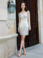 Diya Sheath/Column Long Sleeves Net Scoop Rhinestone Short/Mini Homecoming Dresses Dresses