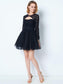 Long High Lace Sleeves A-Line/Princess Neck Short/Mini Net Dresses