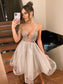 Sleeveless V-neck A-Line/Princess Beading Tulle Short/Mini Homecoming Dresses