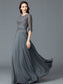 Scoop Sleeves Floor-Length 1/2 Chiffon A-Line/Princess of Mother the Bride Dresses