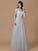 Halter Sleeveless Ruffles A-Line/Princess Floor-Length Tulle Bridesmaid Dresses