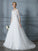 Scoop Court Train 1/2 Sleeves Lace A-Line/Princess Tulle Wedding Dresses