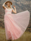Sleeveless A-Line/Princess Sweetheart Tulle Applique Floor-Length Dresses