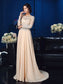 Scoop Mother Long A-Line/Princess Chiffon of Sleeves Long Beading the Bride Dresses
