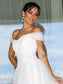 Off-the-Shoulder Sleeveless Ruched Sweep/Brush A-Line/Princess Tulle Train Wedding Dresses