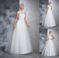 Sleeveless Long Neck Applique High Gown Ball Net Wedding Dresses