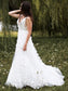 Organza Sweep/Brush V-neck Sleeveless A-Line/Princess Applique Train Wedding Dresses