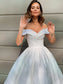 Ruffles Ball Satin Gown Sleeveless Off-the-Shoulder Court Train Wedding Dresses