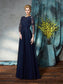 3/4 Mother A-Line/Princess Long Chiffon of Applique Scoop Sleeves the Bride Dresses
