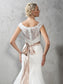 Sleeveless Long Neck Sheer Sheath/Column Sash/Ribbon/Belt Lace Wedding Dresses