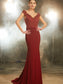 Trumpet/Mermaid Off-the-Shoulder Sleeveless Spandex Lace Sweep/Brush Train Dresses