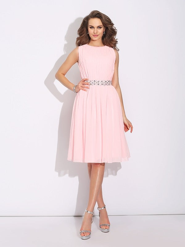 A-Line/Princess Jewel Ruffles Sleeveless Short Chiffon Cora Dresses Homecoming Dresses