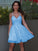 A-Line/Princess V-neck Ruched Tulle Sleeveless Short/Mini Dresses