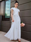 Scoop Sleeves A-Line/Princess Floor-Length Short Chiffon Ruffles Junior/Girls Bridesmaid Dresses