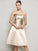 Strapless Pleats A-Line/Princess Sleeveless Short Satin Bridesmaid Dresses