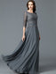 Scoop Sleeves Floor-Length 1/2 Chiffon A-Line/Princess of Mother the Bride Dresses