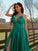Satin Ruffles Sleeveless V-neck A-Line/Princess Sweep/Brush Train Dresses