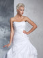 Sleeveless Gown Ball Strapless Applique Long Satin Wedding Dresses