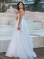 A-Line/Princess Sleeveless Tulle Applique Sweetheart Sweep/Brush Train Wedding Dresses