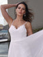 V-neck Chiffon Sleeveless A-Line/Princess Applique Sweep/Brush Train Wedding Dresses