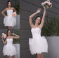 Ruched A-Line/Princess Organza Sweetheart Sleeveless Short/Mini Wedding Dresses