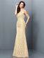 Long A-Line/Princess Sleeveless Sweetheart Lace Satin Bridesmaid Dresses
