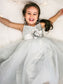 Sleeveless Tea-Length Sequin A-Line/Princess Tulle Spaghetti Straps Flower Girl Dresses