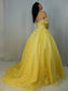 Applique Sleeveless Gown Tulle Ball Off-the-Shoulder Sweep/Brush Train Dresses