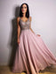 Sleeveless A-Line/Princess V-neck Chiffon Beading Floor-Length Dresses