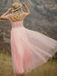 Sleeveless A-Line/Princess Sweetheart Tulle Applique Floor-Length Dresses