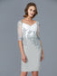 Sleeves 1/2 Knee-Length Mother Chiffon Sheath/Column V-neck of Ruffles the Bride Dresses