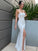 Sheath/Column Sleeveless Lace Ruched Halter Floor-Length Wedding Dresses