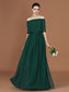 Off-the-Shoulder A-Line/Princess Pleats Floor-Length Chiffon Bridesmaid Dress
