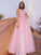 Tulle Halter A-Line/Princess Applique Sleeveless Floor-Length Dresses